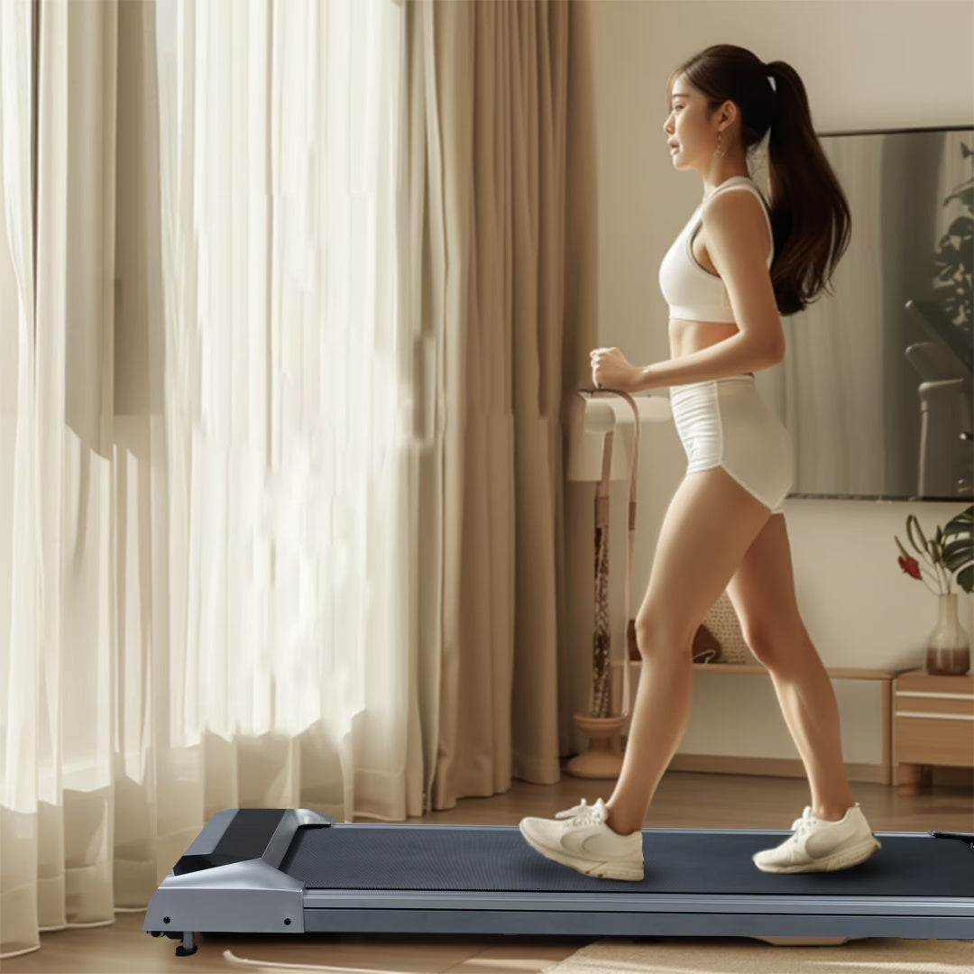2.5HP Under Desk Treadmill, Portable Walking Pad For Home & Office, Compact Running Walking Machine With Remote Control, LED Display, Silver