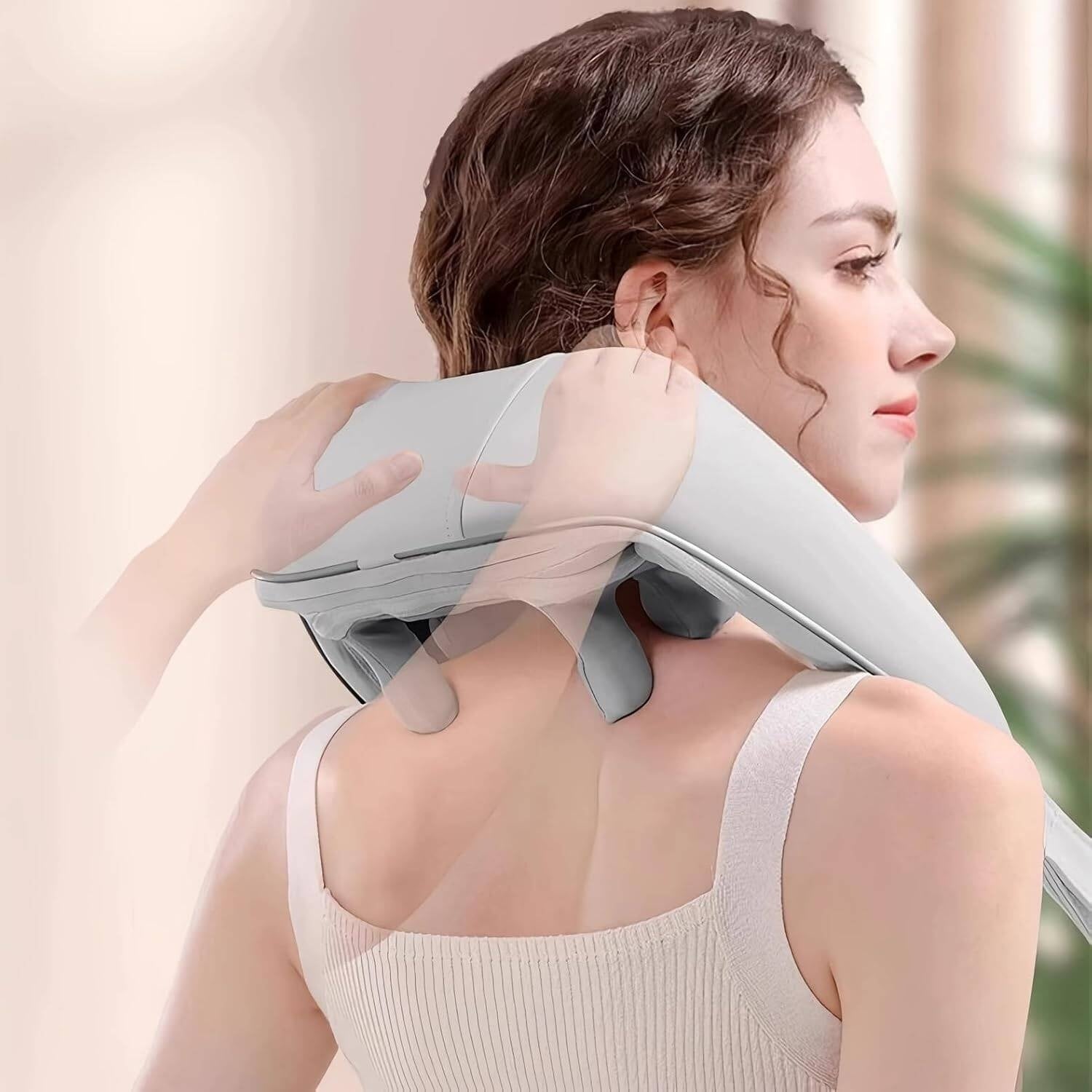 6-Way Kneading Neck Massager For Pain Relief Deep Tissue  Portable Cordless Electrical Cervical Neck Massager Multi-Point Shiatsu Massager For Shoulder, Back, Waist & Limbs, Adjustable Intensity