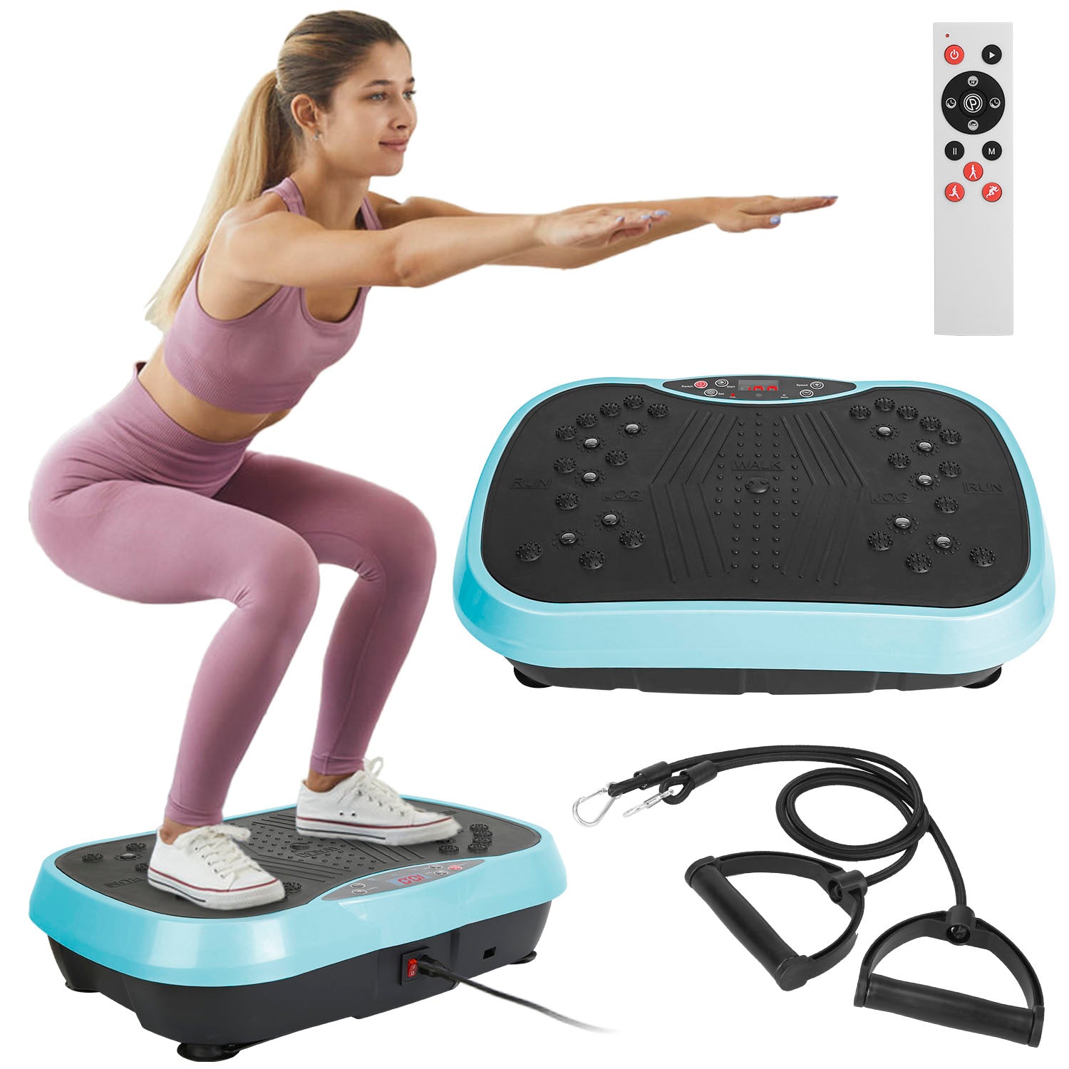 1Pc Vibration Exercise Machine With Resistant Bands Remote Control Whole Body Vibration Platform Workout Equipment Home Fitness Training Equipment For Weight Loss Fat Burner