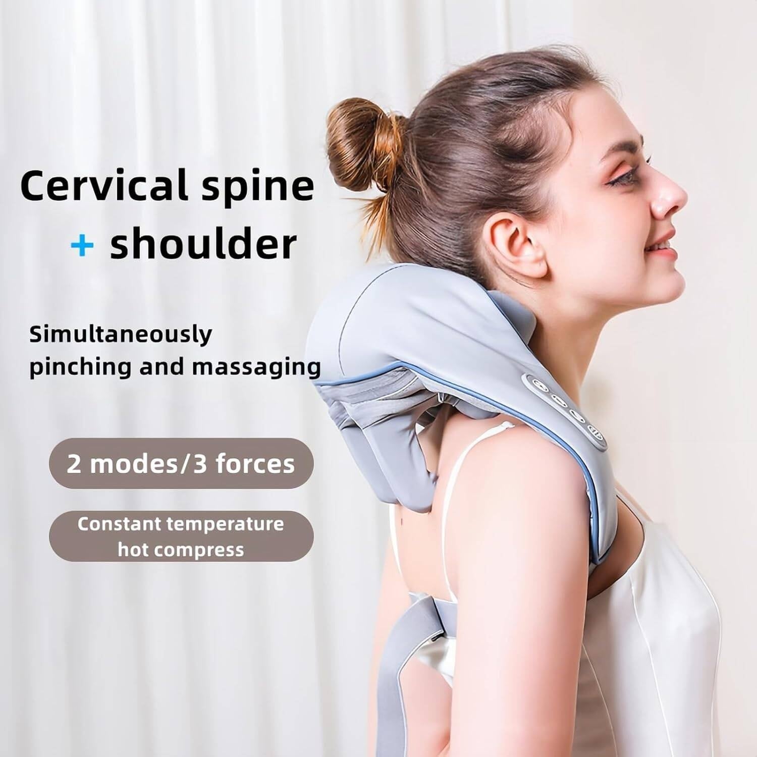 6-Way Kneading Neck Massager For Pain Relief Deep Tissue  Portable Cordless Electrical Cervical Neck Massager Multi-Point Shiatsu Massager For Shoulder, Back, Waist & Limbs, Adjustable Intensity