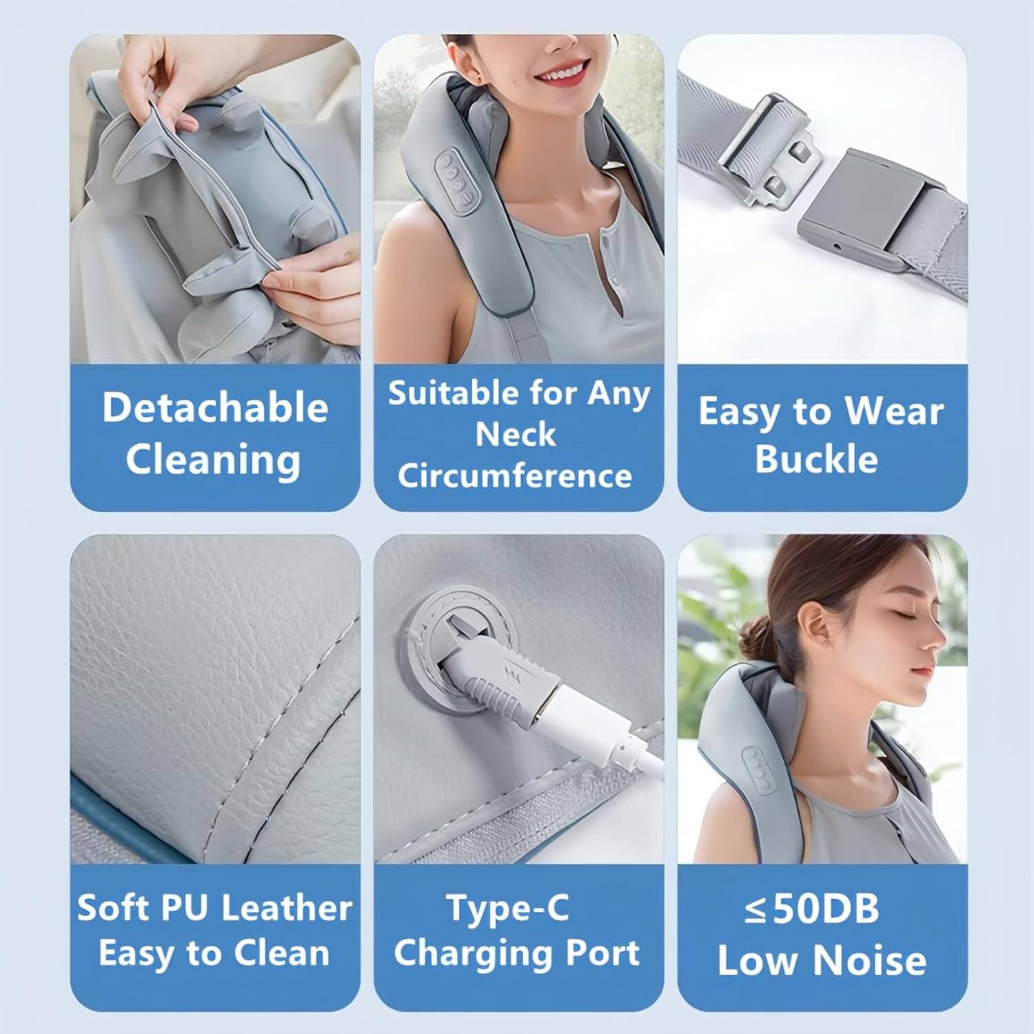 6-Way Kneading Neck Massager For Pain Relief Deep Tissue  Portable Cordless Electrical Cervical Neck Massager Multi-Point Shiatsu Massager For Shoulder, Back, Waist & Limbs, Adjustable Intensity